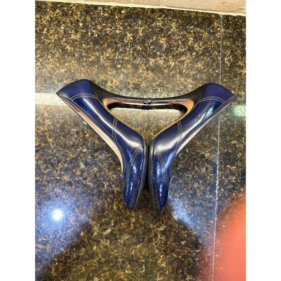 Vintage Fendi Navy Blue Leather Pumps 7 US 37.5 EU GUC - Picture 7 of 12